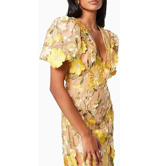 Women's Deep-V Maxi Formal Dress Lace Evening Gown Party Wedding Ball Prom Dress - Picture 4 of 9